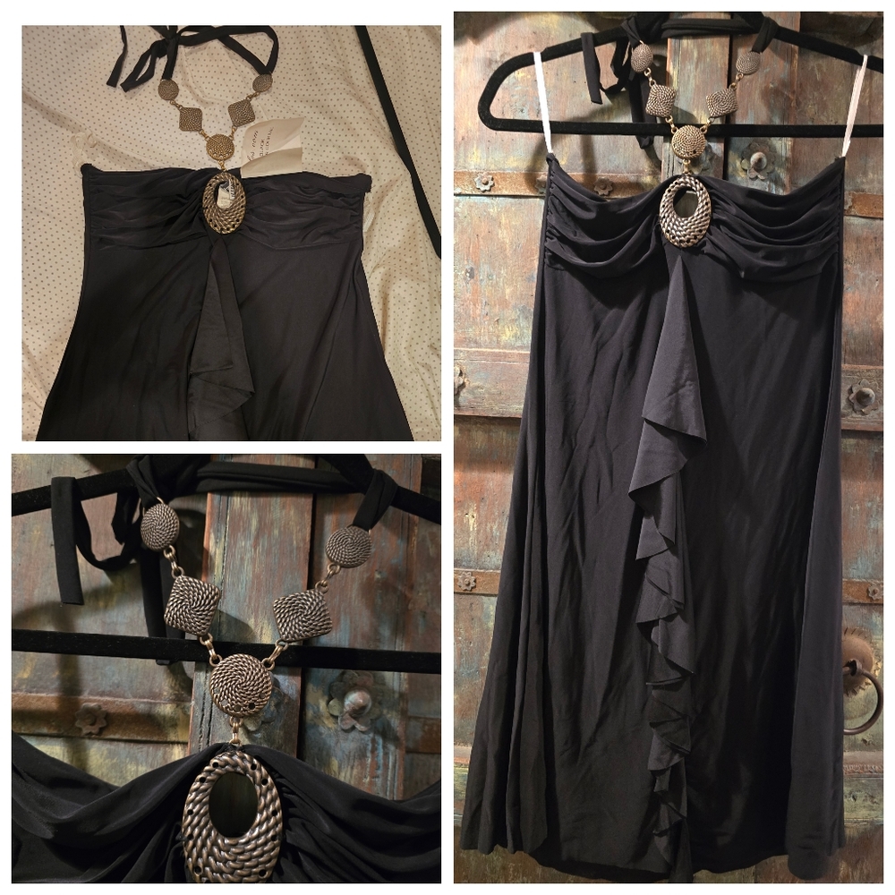 Teenie Weenie Elegant Black Halter Dress